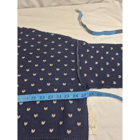 Free People Cropped Sweater Women's Size S Blue Easy Street Patterned Boxy (52) - Picture 10 of 12